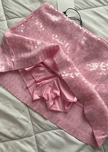 Pembe Payetli Mini Etek - Görsel 4