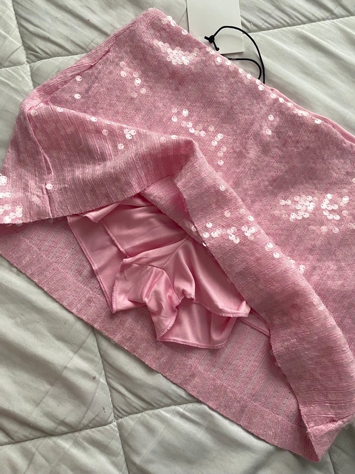 Pembe Payetli Mini Etek - Görsel 4