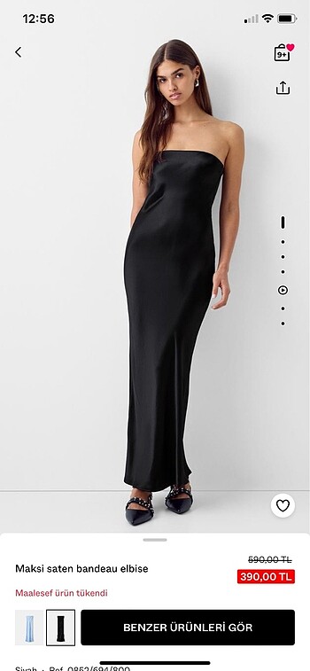 Bershka uzun saten Elbise