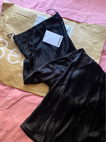 Bershka uzun saten Elbise - Görsel 5