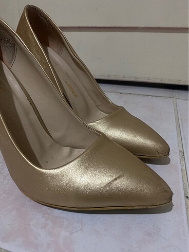 37 Beden altın Renk Stiletto topuklu