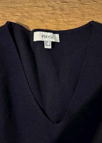 V yaka, uzun kollu, çok renkli kadın kazak - Görsel 2