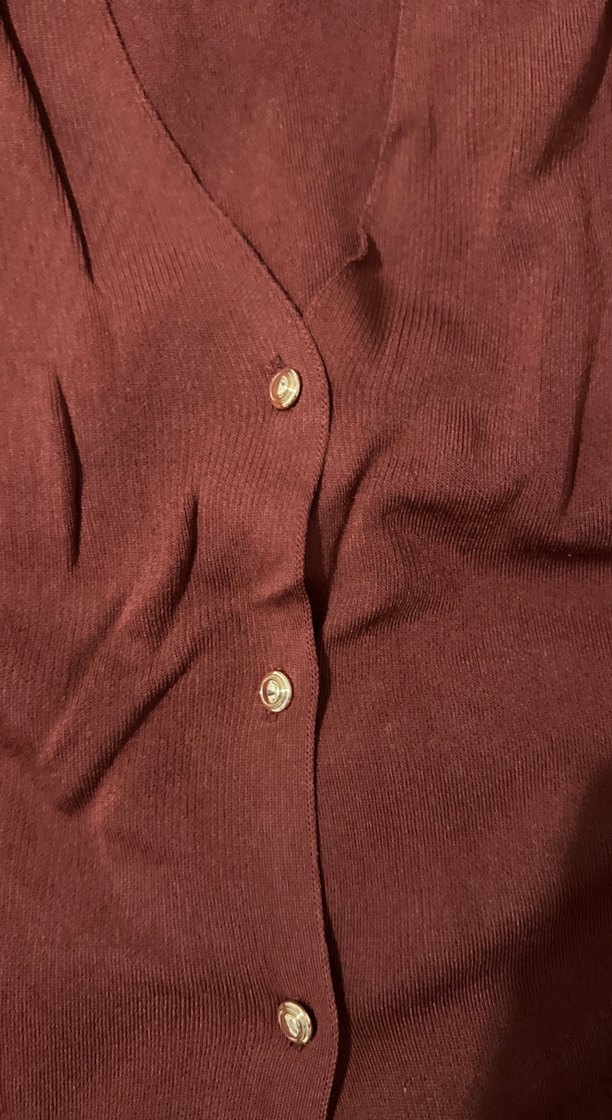 Zara Kiremit Rengi İnce Triko Hırka - Görsel 3