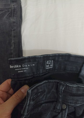 Bershka Gri Kadın Denim Normal Kesim Jean