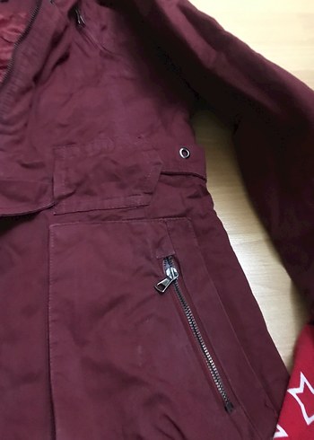 Bordo Kemerli Midi Kadın Mont - Görsel 6