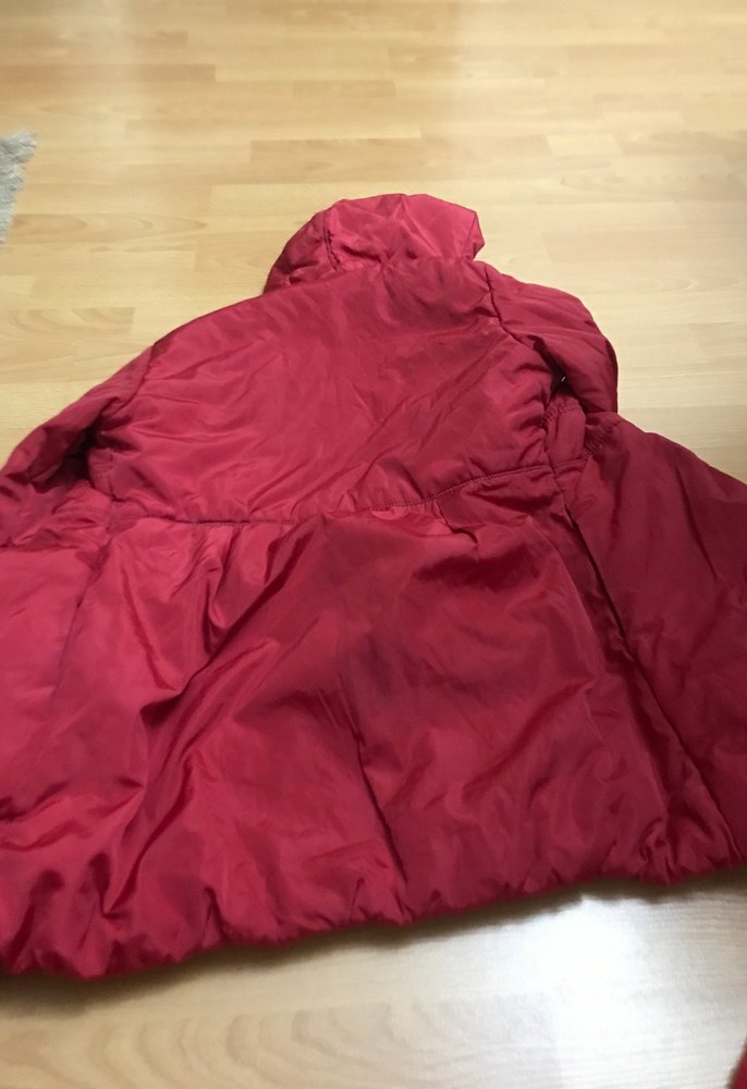 Kız Çocuk Kırmızı Fermuarlı Kapüşonlu Mont - Görsel 4