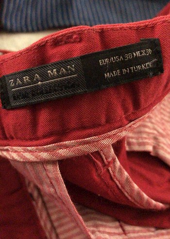 Kadın Kırmızı Pamuklu Kemerli Kumaş Pantolon - Görsel 4