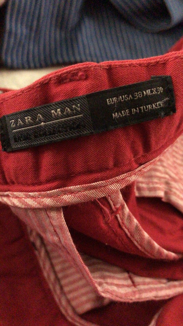 Kadın Kırmızı Pamuklu Kemerli Kumaş Pantolon - Görsel 4