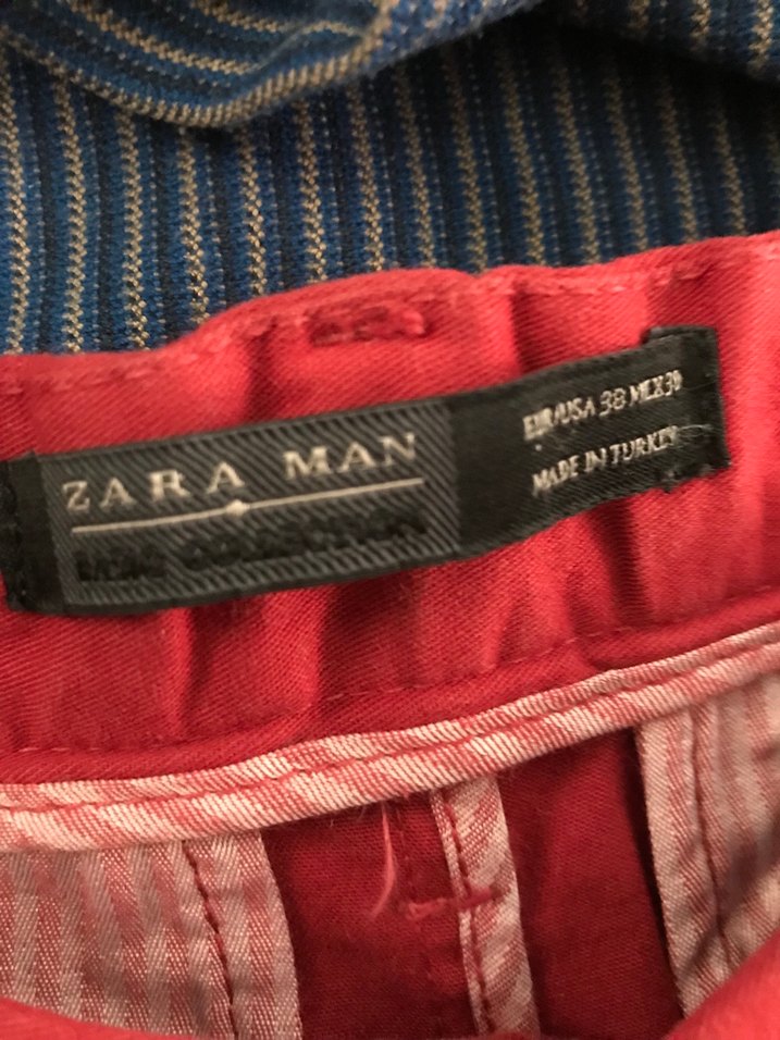 Kadın Kırmızı Pamuklu Kemerli Kumaş Pantolon - Görsel 2