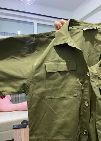 Düğmeli Kadın Haki Midi şort tulum - Görsel 2