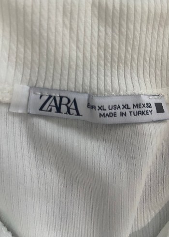 Zara Düğmeli Beyaz bayan Polo Tişört