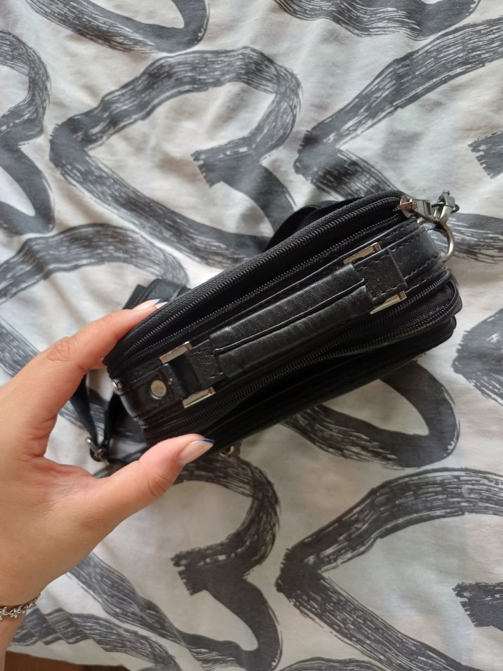 Siyah Fermuarlı Erkek Omuz Çantası - Görsel 2