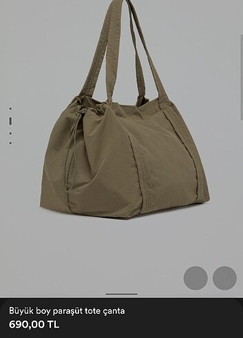 Diğer Lefties Siyah Büyük Shopper Tote Paraşüt Çanta