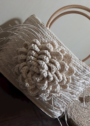 Bej Örgü Kadın Çanta - Bohem Tarz - Görsel 5
