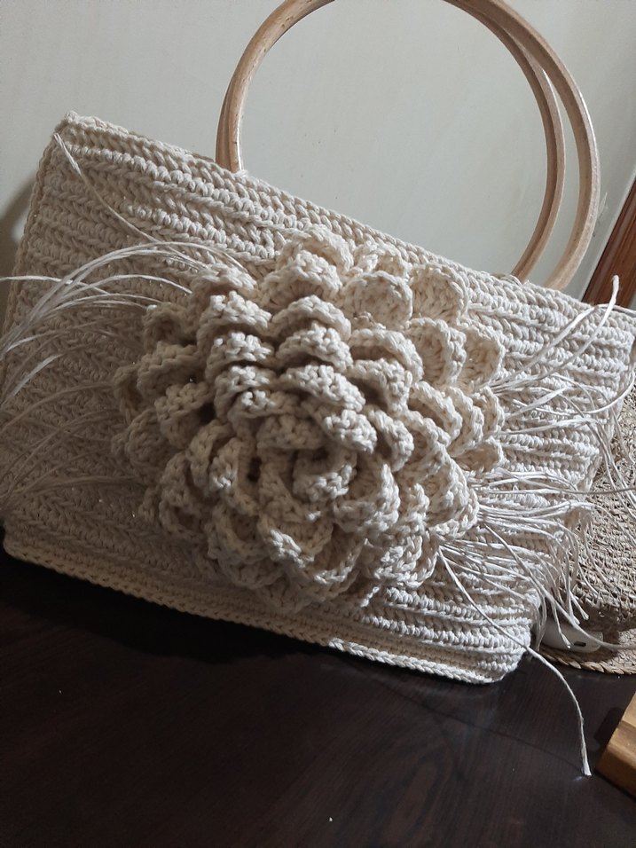 Bej Örgü Kadın Çanta - Bohem Tarz - Görsel 2