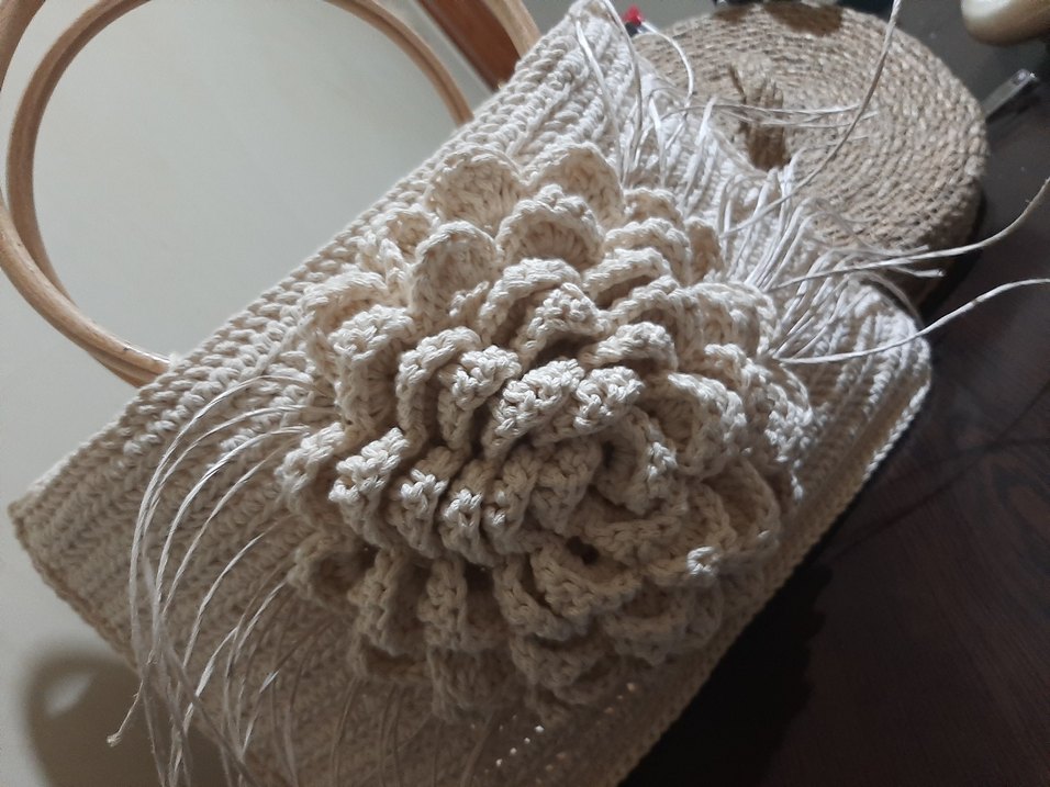 Bej Örgü Kadın Çanta - Bohem Tarz - Görsel 4