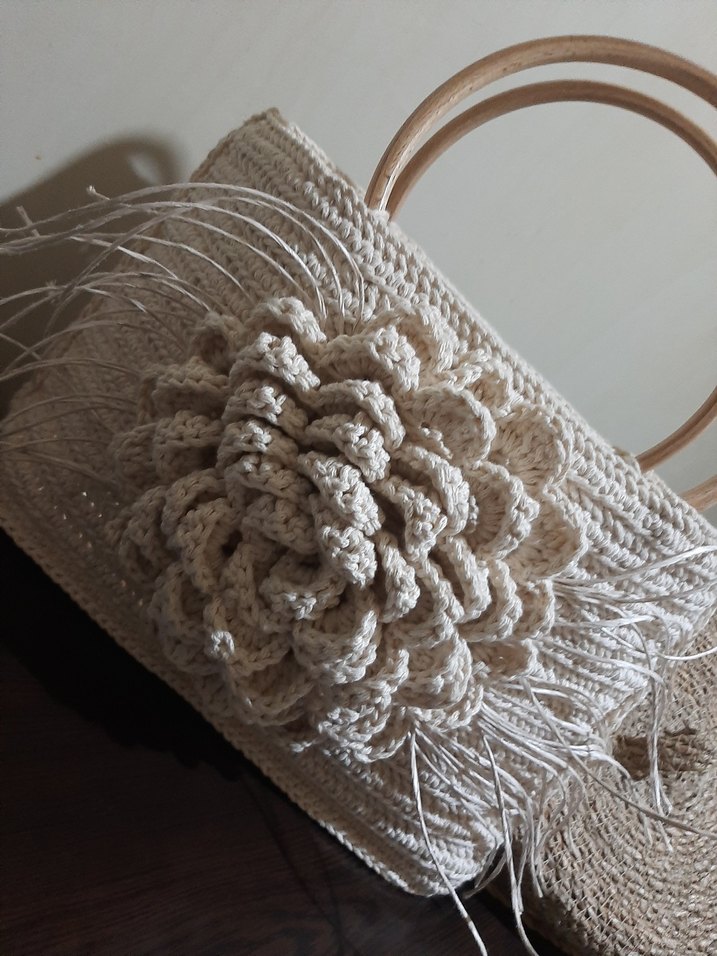 Bej Örgü Kadın Çanta - Bohem Tarz - Görsel 5