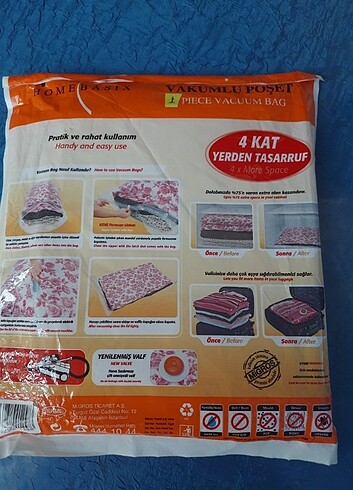 Diğer AMBALAJINDA,HOMEBASIX 1 ADET VAKUMLU POŞET. EBAT: 55*90 CM.