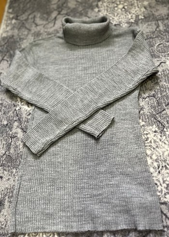 Gri Örgü Boğazlı Kadın Kazak - Görsel 2