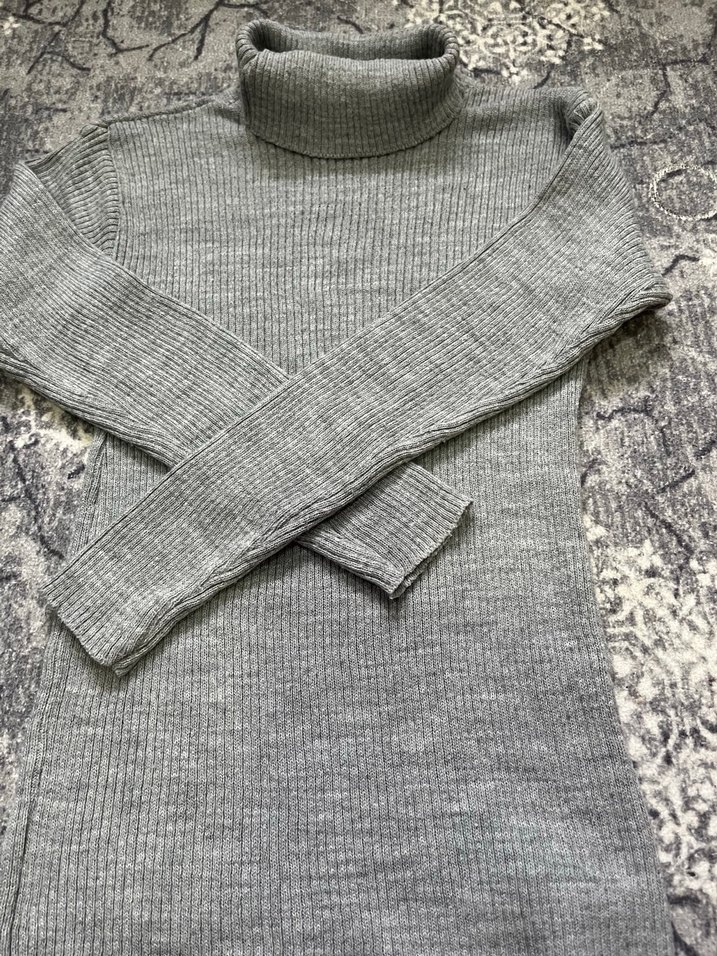 Gri Örgü Boğazlı Kadın Kazak - Görsel 3
