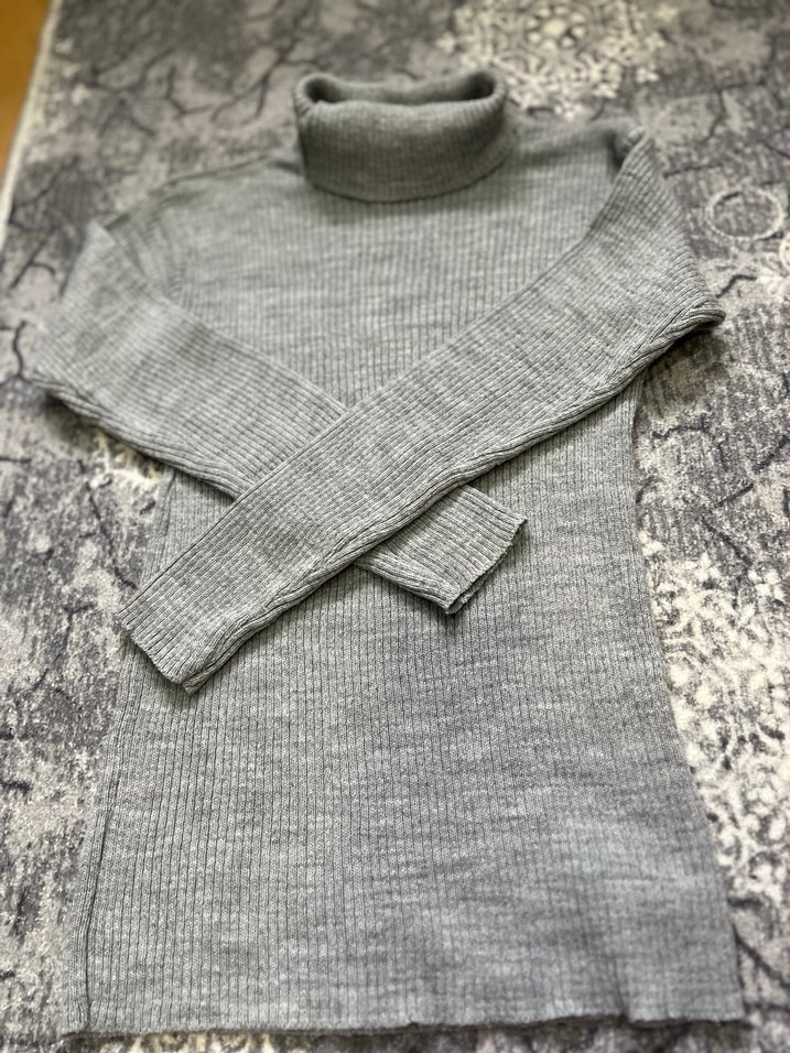 Gri Örgü Boğazlı Kadın Kazak - Görsel 2