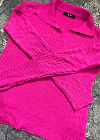 Pembe Renkli Uzun Kollu Triko Kazak - Görsel 2