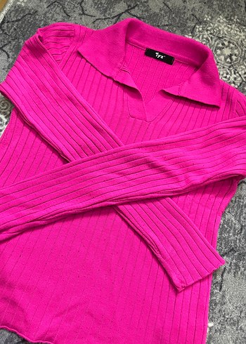 Pembe Renkli Uzun Kollu Triko Kazak - Görsel 3