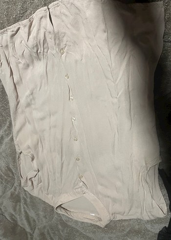 Bej Keten Düğmeli Kadın Gömlek - Görsel 4