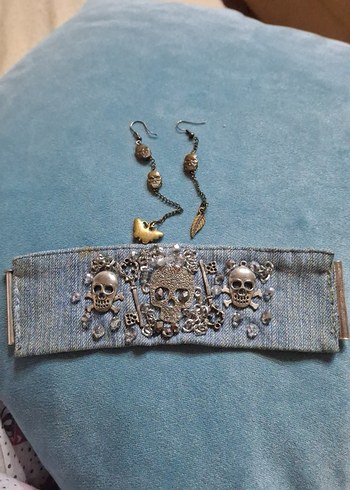 kuru kafa tasarım bileklik+ küpe - Görsel 14