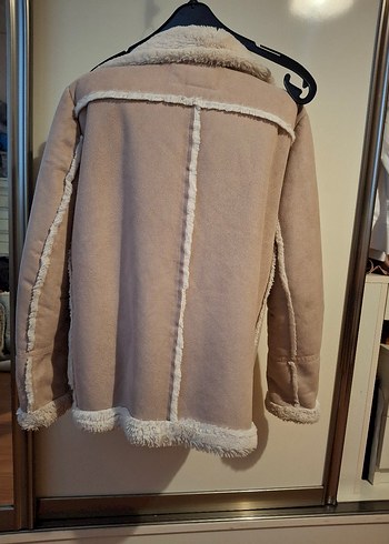 pull&bear Kürklü Bej Süet Kadın mont - Görsel 4