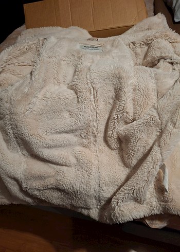 pull&bear Kürklü Bej Süet Kadın mont - Görsel 7