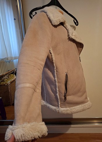 pull&bear Kürklü Bej Süet Kadın mont - Görsel 3