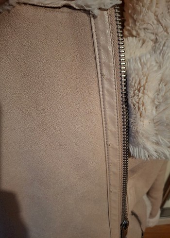 pull&bear Kürklü Bej Süet Kadın mont - Görsel 9