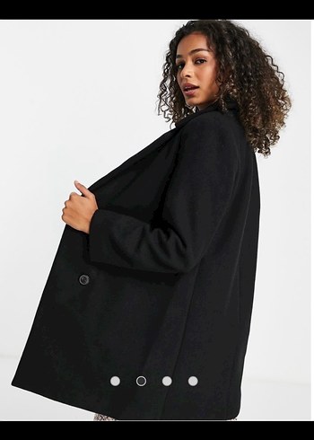 Stradivarius Siyah Düğmeli Klasik Kaban - Görsel 3