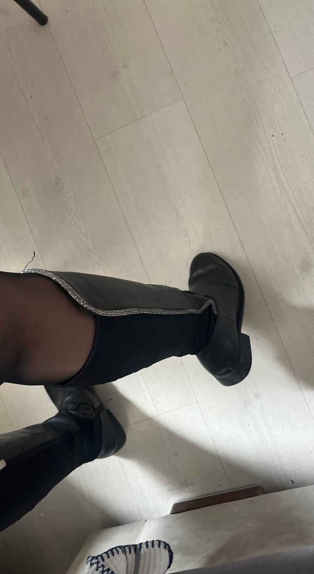 Siyah Deri Dizüstü Topuklu Bot - Görsel 3