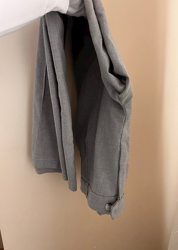 Gri Regular Fit Midi Kumaş Kadın Pantolon - Görsel 5