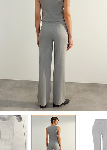 Gri Regular Fit Midi Kumaş Kadın Pantolon - Görsel 2