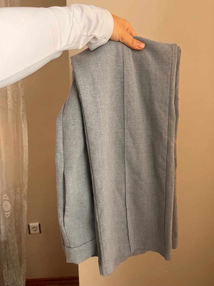 Gri Regular Fit Midi Kumaş Kadın Pantolon - Görsel 4