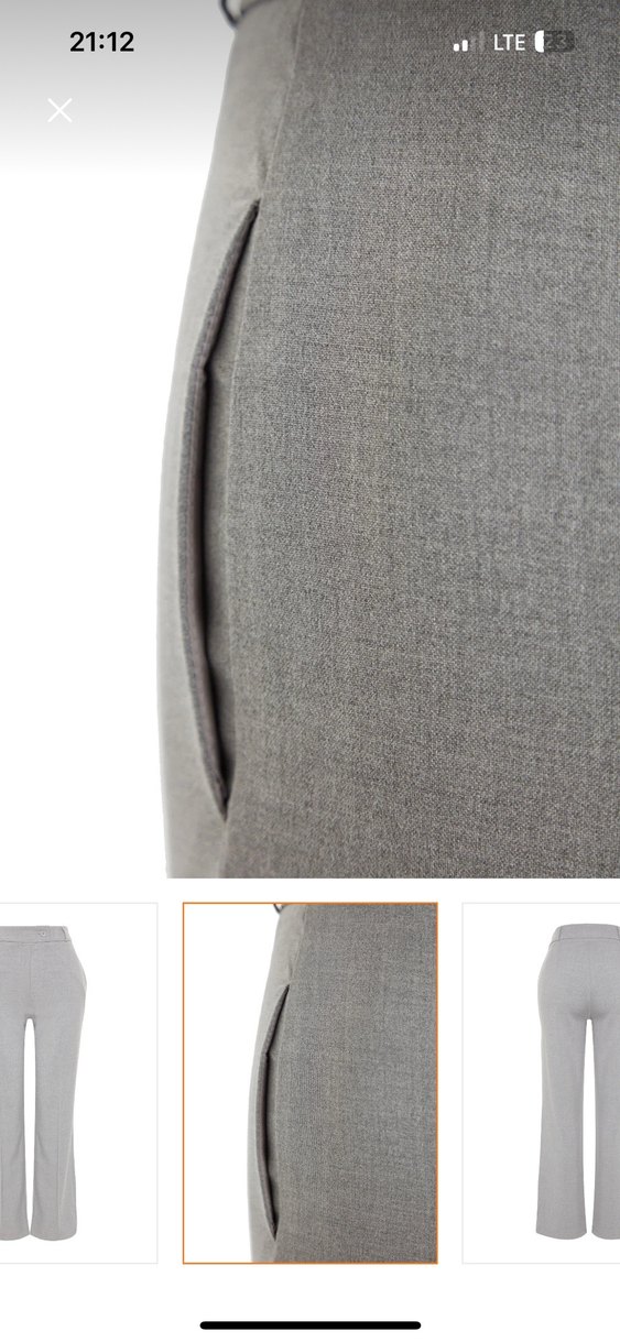 Gri Regular Fit Midi Kumaş Kadın Pantolon - Görsel 3