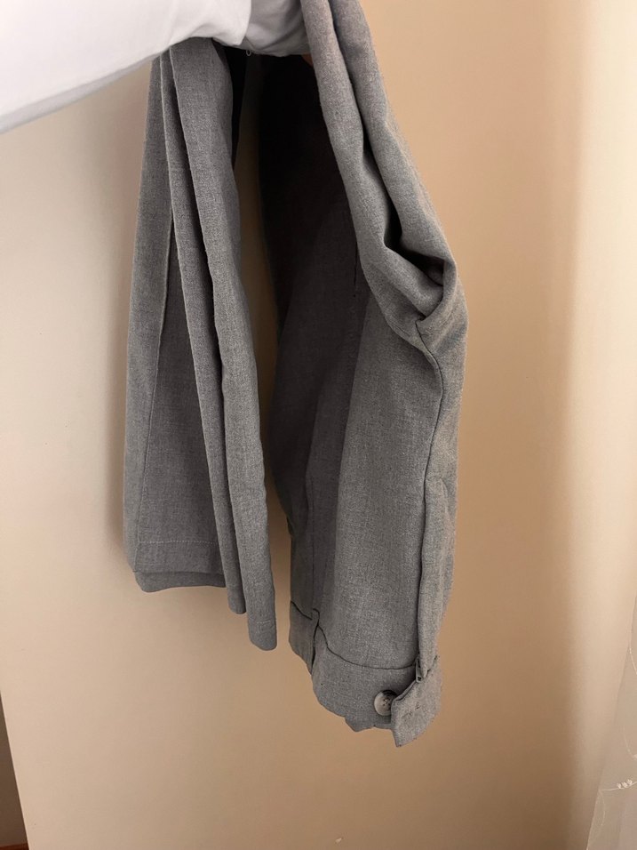 Gri Regular Fit Midi Kumaş Kadın Pantolon - Görsel 5