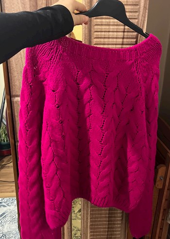 Kadın Pembe Triko Örgü Kazak - Görsel 2