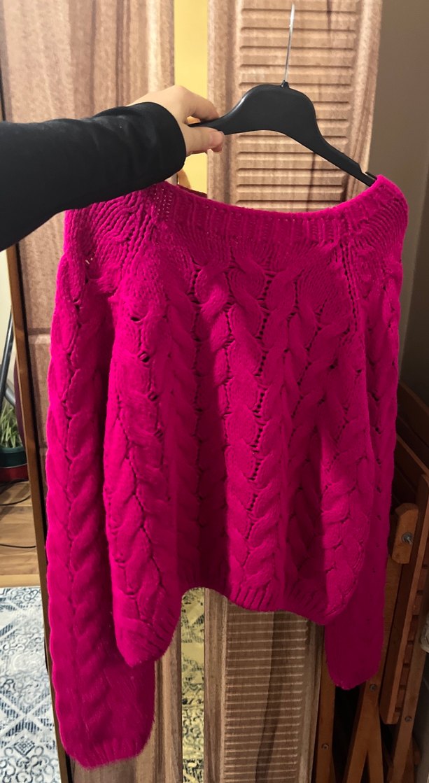 Kadın Pembe Triko Örgü Kazak - Görsel 2