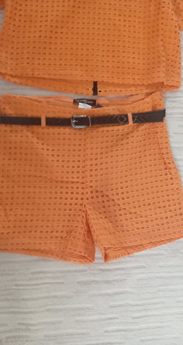 Turuncu Kemerli Kadın Mini Tulum - Görsel 2