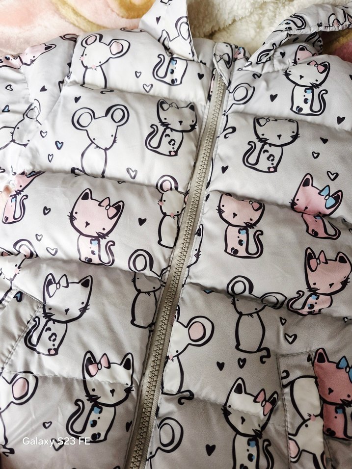 Kız Bebek Gri Kapüşonlu Nakışlı kaban - Görsel 4