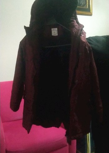 DeFacto Kahverengi Baskılı Pamuk Çocuk kürklü mont - Görsel 2