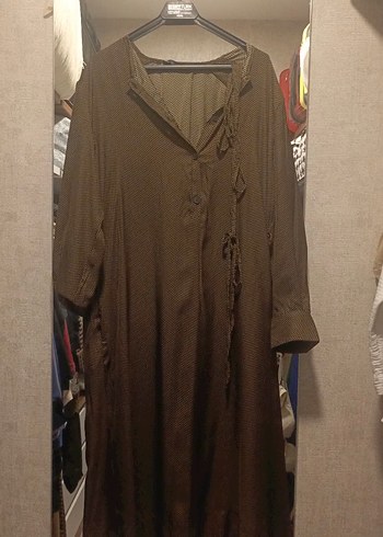 ZW Collection Kahverengi Kemerli Uzun Elbise - Görsel 2