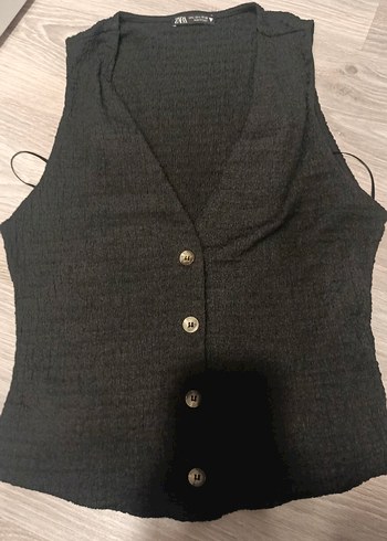 Düğmeli Gri Kadın Yelek, 2 3 kez giyildi - Görsel 2