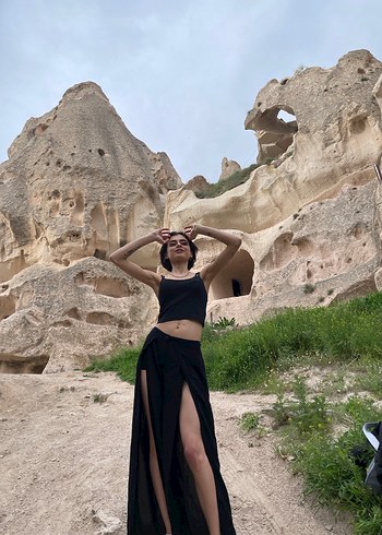 Siyah Straplez Uzun Gotik Elbise - Görsel 2