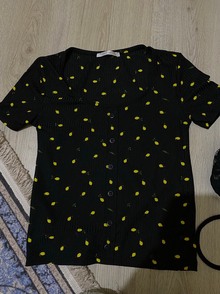 DiVON kadın siyah armut desenli tisort - Görsel 2