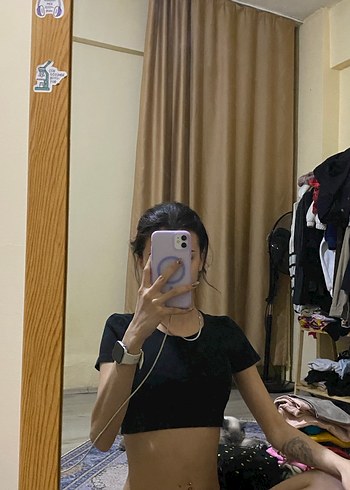 Trendyol Kadın Siyah Mini crop - Görsel 4